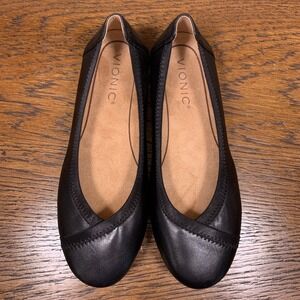 Vionic Caroll Ballet Flat Slip On Shoes Size 5 Black EUC